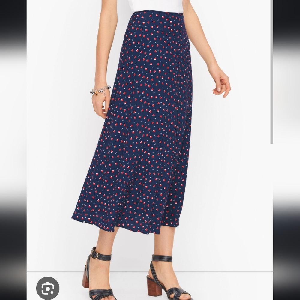 Talbots Heart XO Print Midi Skirt